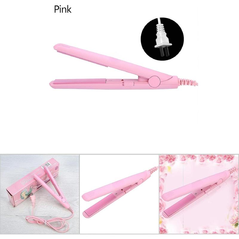 Hair Straightener, Flat Iron Curler, 25W PTC Straightener and Curling Iron in One Mini Hair Straightener(Pink, Us Plug),New Year Gift