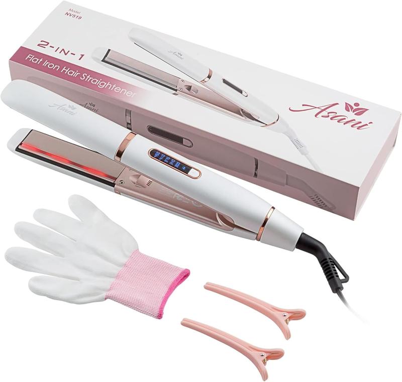 infrared straightener curling, 2-in-1 Flat Iron Hair Straightener and Curler with Negative Ion Technology and Anti-Frizz Ceramic Coating - Comfort