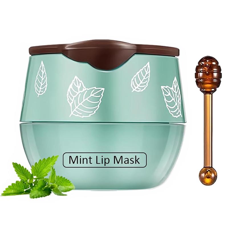 1 PCS Bee Lip Balm Lip Mask Honey Pot, Mint Moisturizing Sleeping Lip Mask Overnight with Sticks, Lip Balm Honey Pot Lip Balm Hydrating Prevention Dry and Crack Lip Scrubs Exfoliator