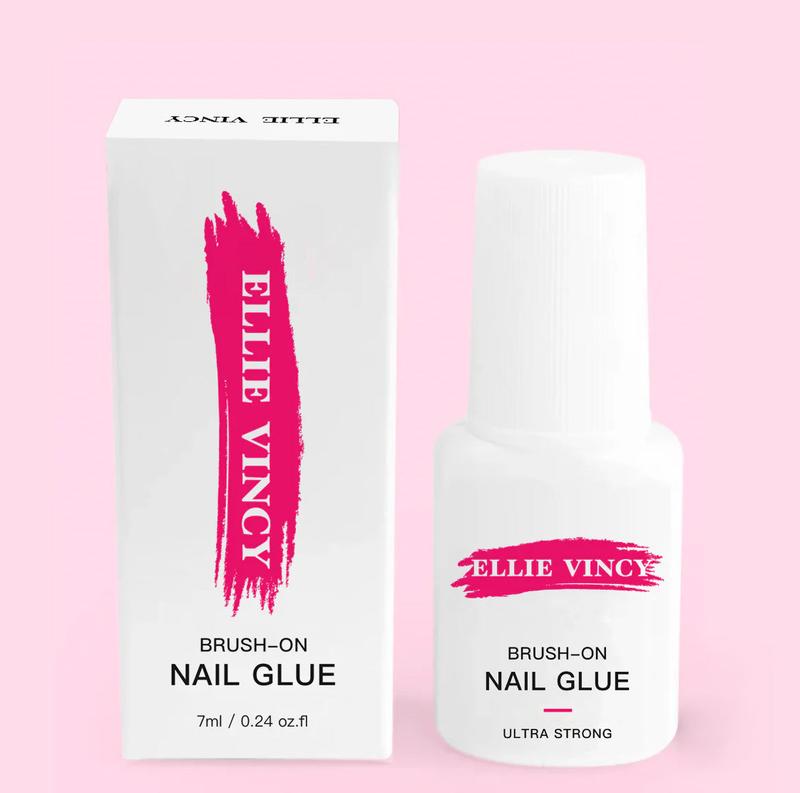 Ellie Vincy Brush-On Nail Glue | Long-Lasting, Mess-Free Brush Tip Applicator | Travel-Friendly, Vegan | 7g   0.24, Nail Art, Manicure, Cosmetic