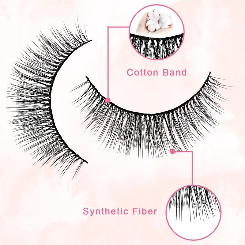 Fluffy False Eyelashes, Natural Curling Eye Makeup Strip Lashes, Volumized False Eyelashes for Eye Makeup Enhancement, Individual Lashes Kit