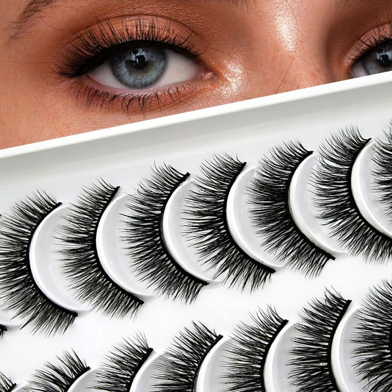 Fluffy False Eyelashes, Natural Curling Eye Makeup Strip Lashes, Volumized False Eyelashes for Eye Makeup Enhancement, Individual Lashes Kit