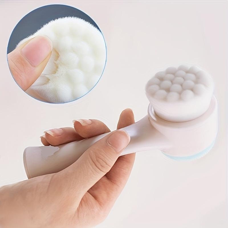 Double-Sided Silicone and Nylon Facial Cleaning Brush-Soft Bristle Facial Brush for All Skin Types, Exfoliating and Massage, for Adults, Fragrance Free, SLES-Free, PVC Material