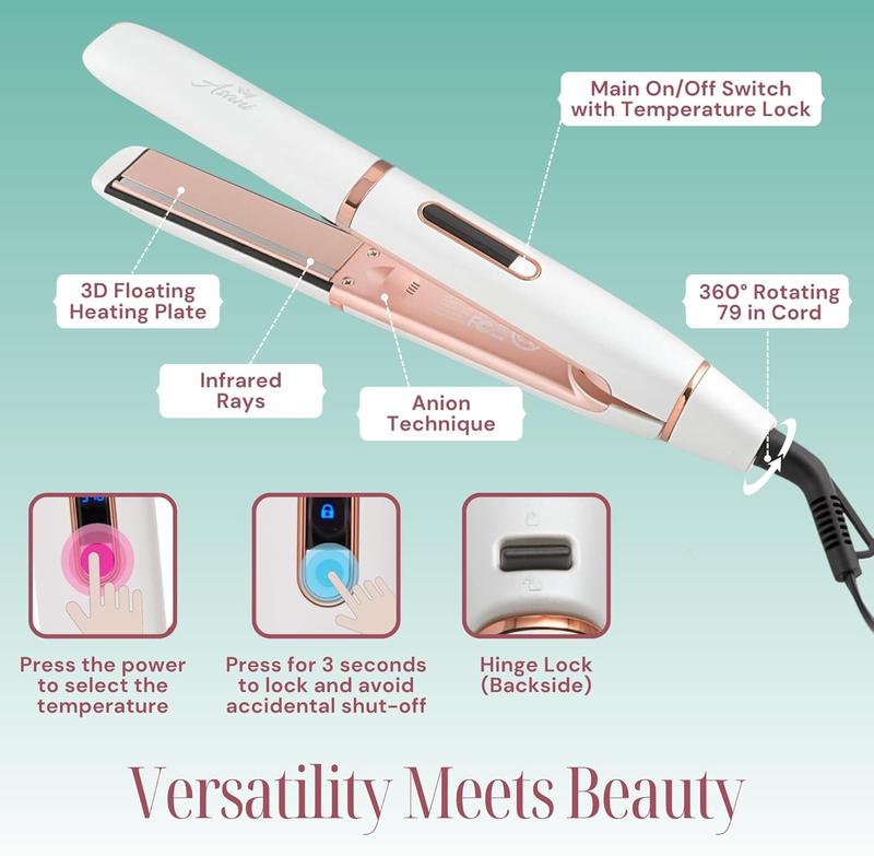 infrared straightener curling, 2-in-1 Flat Iron Hair Straightener and Curler with Negative Ion Technology and Anti-Frizz Ceramic Coating - Comfort