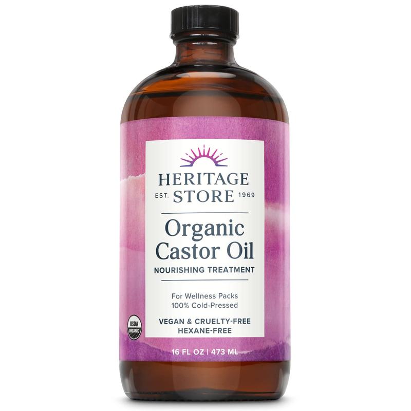 STORE Organic Castor Oil, Glass Bottle, Cold Pressed, Rich Hydration for Hair & Skin, Bold Lashes & Brows 16oz