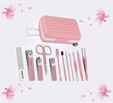 12 Pcs Nail Clippers Manicure Tool Set With Travel Suitcase Shaped Case, Professional Nail Clippers Pedicure Kit, Nail Art Tools, Stainless Steel Grooming Kit For Travel