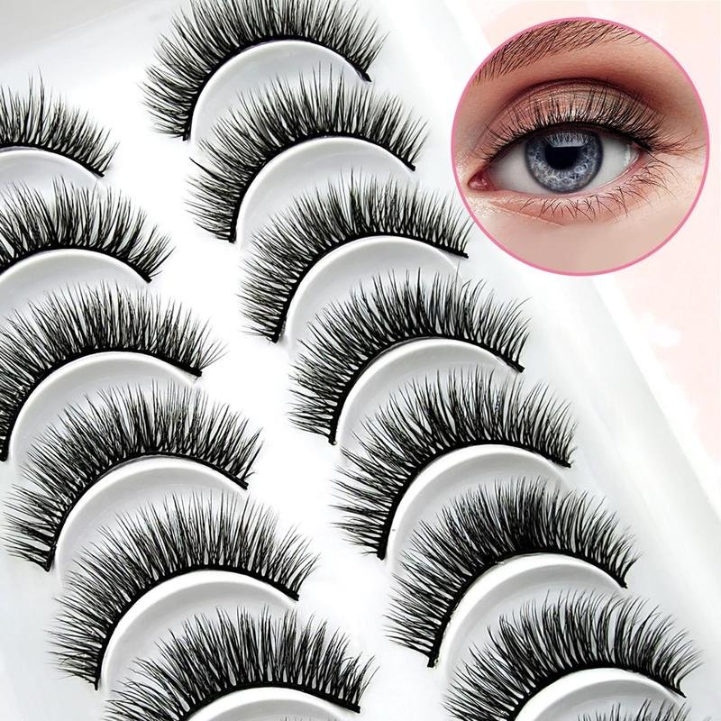 Fluffy False Eyelashes, Natural Curling Eye Makeup Strip Lashes, Volumized False Eyelashes for Eye Makeup Enhancement, Individual Lashes Kit