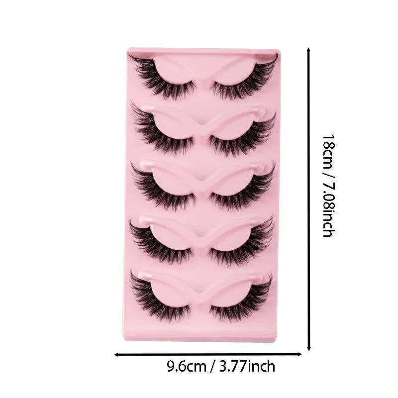 5 Pairs Cat Eye Lashes Faux Mink Eyelashes Natural long Manga Lashes Winged End Eye Elongated Eyelashes Fake Lashes Makeup mink  eyelashes wispy