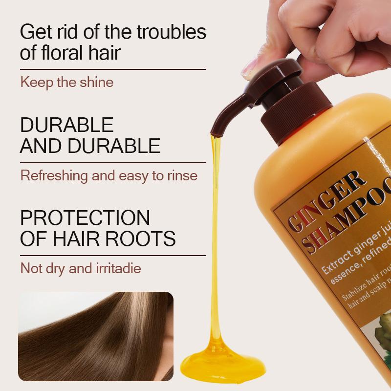 [FDA approved] 750ml Ginger Hair Shampoo Fast Regrowth Hair Thick Anti-Hair Loss Anti-Dandruff Anti-itching Shampoo Conditioner Haircare