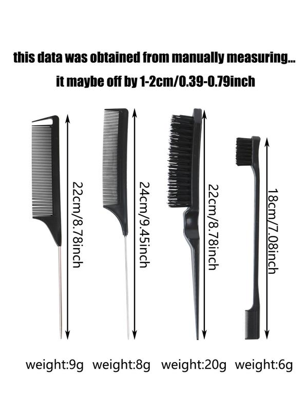 Hair Styling Comb Set, Hair Brush & Rat Tail Comb & Double Sided Edge & Back Brushing Comb, Hair Styling Tool for Women & Girls