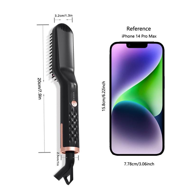 Electric Straight Hair Brush, Comfort Portable Rechargeable Beard Straighteners, Straightener Brush, Hair Styling Tools, Men's Personal Care Appliances for Daily Use, Beachwaver Curler, Christmas Gifts for Men