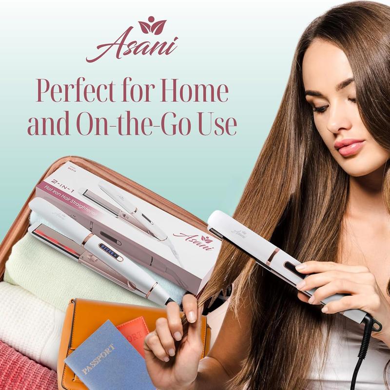 infrared straightener curling, 2-in-1 Flat Iron Hair Straightener and Curler with Negative Ion Technology and Anti-Frizz Ceramic Coating - Comfort