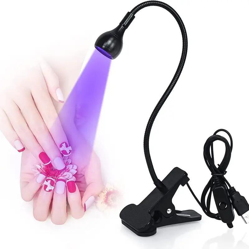 Nail Polish Curing Nail Lamp, UV LED Nail Light for Gel Drying, Portable LED Nail Dryer with Fixing Clip & USB Cable, Professional Manicure Nail Art Nail Drying Tools for Home & Beauty Salon