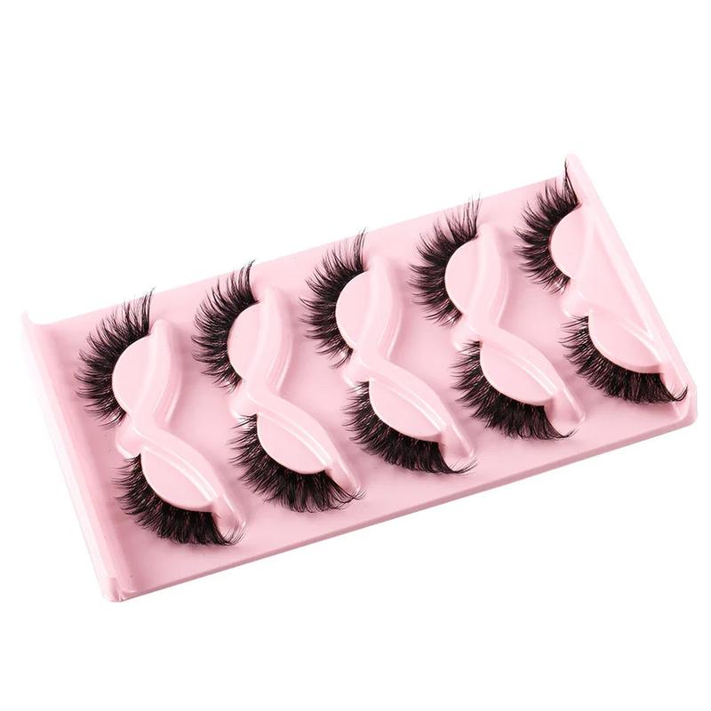 5 Pairs Cat Eye Lashes Faux Mink Eyelashes Natural long Manga Lashes Winged End Eye Elongated Eyelashes Fake Lashes Makeup mink  eyelashes wispy