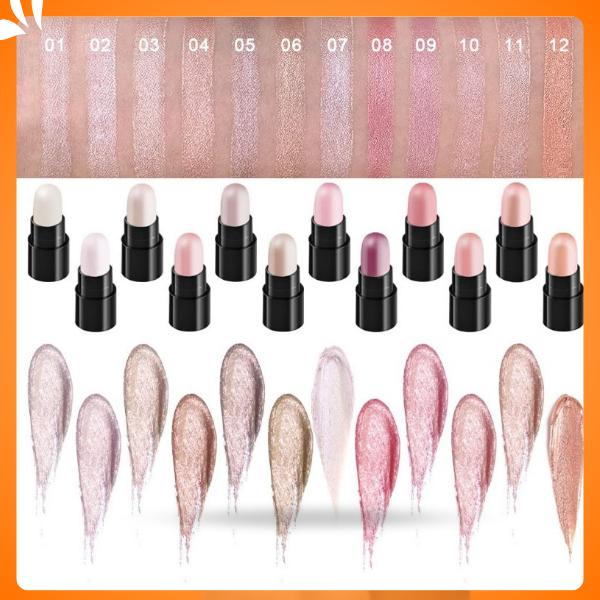 AMY'S DIARY 12 Colors Glitter Gradient Eyeshadow Eye shadow Stick Pen Makeup Set, DNM Waterproof Shimmer Pink Eyeshadow Sticks Smoky Makeup Cosmetic (set03)