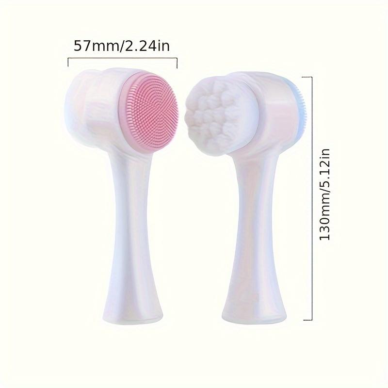 Double-Sided Silicone and Nylon Facial Cleaning Brush-Soft Bristle Facial Brush for All Skin Types, Exfoliating and Massage, for Adults, Fragrance Free, SLES-Free, PVC Material