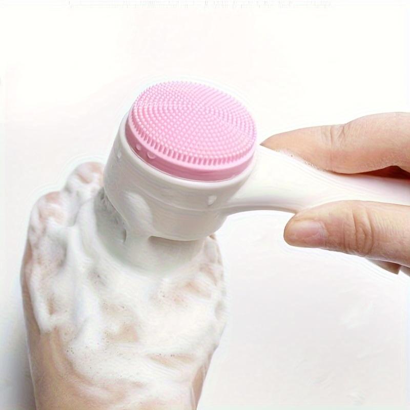 Double-Sided Silicone and Nylon Facial Cleaning Brush-Soft Bristle Facial Brush for All Skin Types, Exfoliating and Massage, for Adults, Fragrance Free, SLES-Free, PVC Material