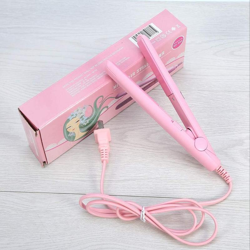 Hair Straightener, Flat Iron Curler, 25W PTC Straightener and Curling Iron in One Mini Hair Straightener(Pink, Us Plug),New Year Gift