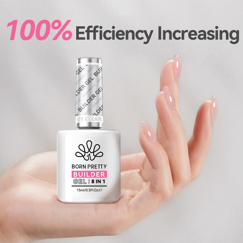 BORN PRETTY Builder Nail Gel,8-in-1 Builder Gel for Nail Apex and Extension Strengthener,Nail GLue Gel Hard Gel Base Rhinestone Nail Glue Gel in a Bottle 15ml