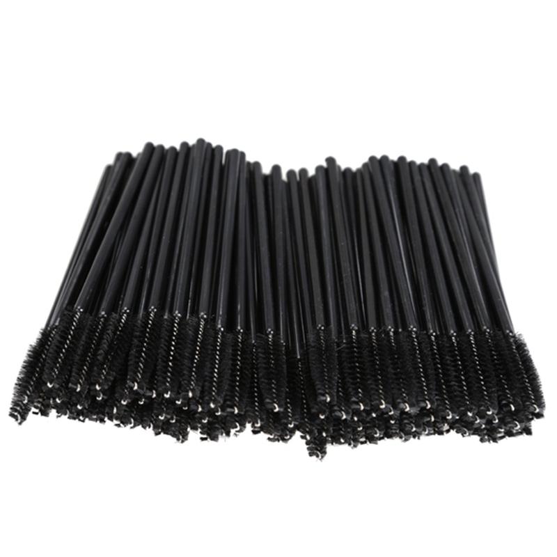 200 count Disposable Eyelash brush Mascara Wands Spoolies for Eye Lash Extension, Eyebrow and Makeup (Black&Rose red)