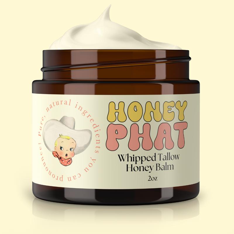 Whipped Tallow Honey Balm - 100% Natural Skincare Moisturizer (2 oz) by HoneyPhat