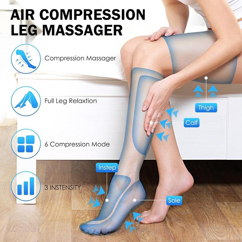 TOLOCO Leg Massager - Circulation & Muscle Relief with 6 Modes, 3 Vibration Levels, Adjustable Fit - Ideal Mother's Day Gift