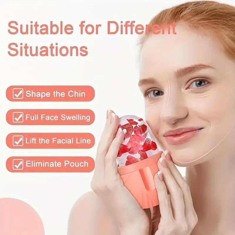 Ice Face Roller and Heart Shaped Gua Sha Board Set, 2 Counts set Facial Contour Massager, Facial Mold Cube Ice Rollers, Summer Skincare, Ice Face Roller, Skin Care Tools, Christmas Gift