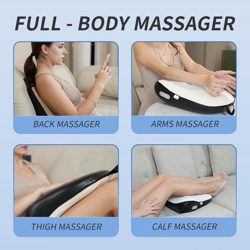 Comfort Back Massager,Free Gift Included Shiatsu Shoulder and Neck Massager with Heat - Office and Home 3D Kneading Deep Tissue Electric Massager Pillow for Chair, Car, Muscle,Pain Relief on Shoulders, Legs, Foot