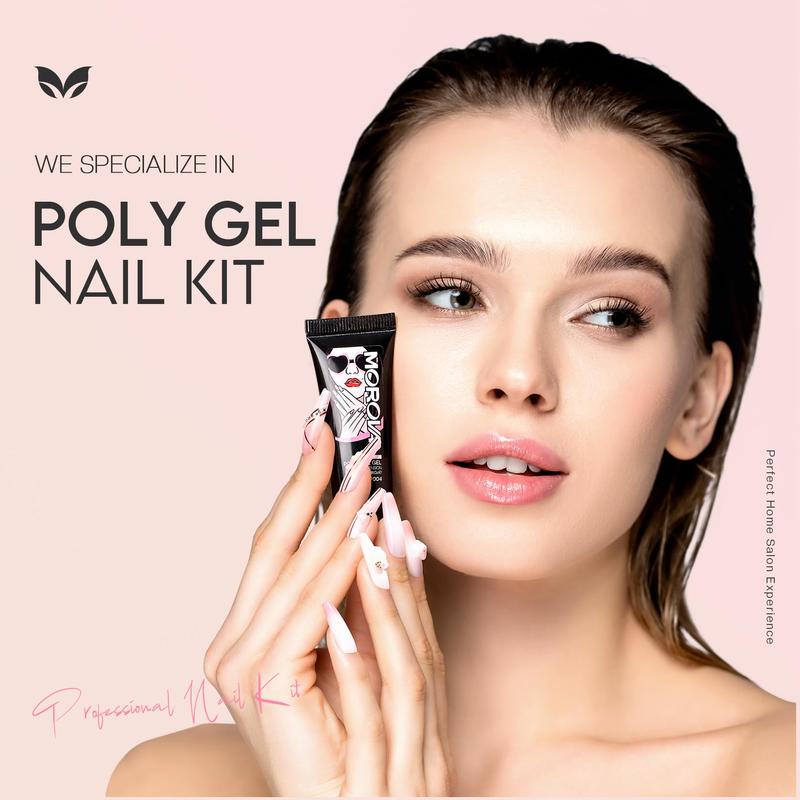 Morovan Poly Gel Nail Kit Starter Kit: 6 Colors Poly Nail Gel Kit with U V Lamp Best Valentine Gift For Her Complete Nail Extension Poly Gel Kit for Beginners