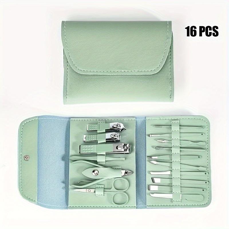 Professional Nail Clipper Set with Storage Case, 16pcs set Portable Manicure Tool Set, Cuticle Nippers and Cutter Kit, Grooming Kit for Travel