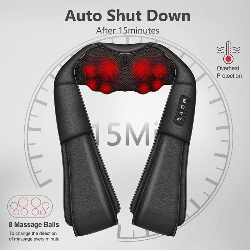 Neck Electric Massager with Heat, Back Foot and Shoulder Comfort Kneading Massager Pillow for Muscle Pain Relief, Use at home car, Christmas Gifts