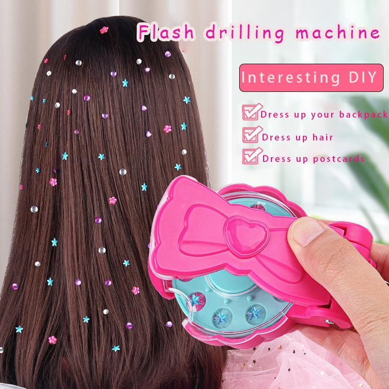 Glitter Drill Styling Tool, 1 Set Hair Bedazzler Kit, Plastic Gem Decorator for The Girls To Brighten Hair, Clothes, Accessories and More, Birthday Gifts, Christmas Gift