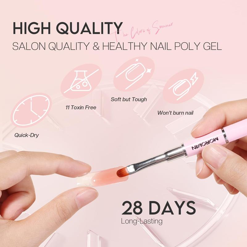 Morovan Poly Gel Nail Kit Starter Kit: 6 Colors Poly Nail Gel Kit with U V Lamp Best Valentine Gift For Her Complete Nail Extension Poly Gel Kit for Beginners