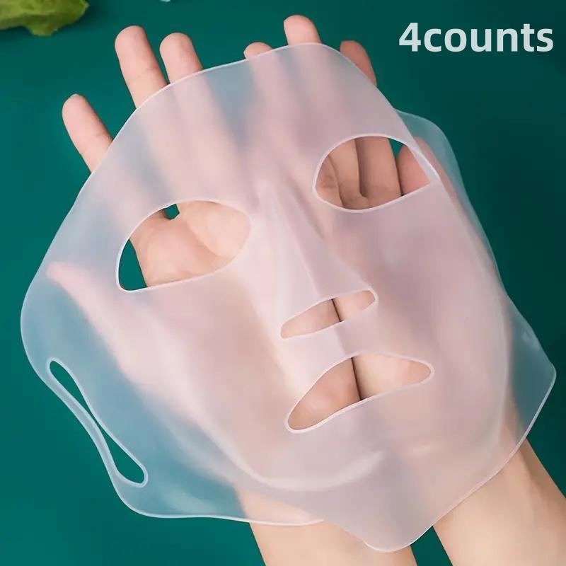 Reusable Silicone Face Mask Sheet, 4 Counts set Keep Moisturizing Face Mask Cover, Face Care Tool for Women & Men, Skin Care Tools