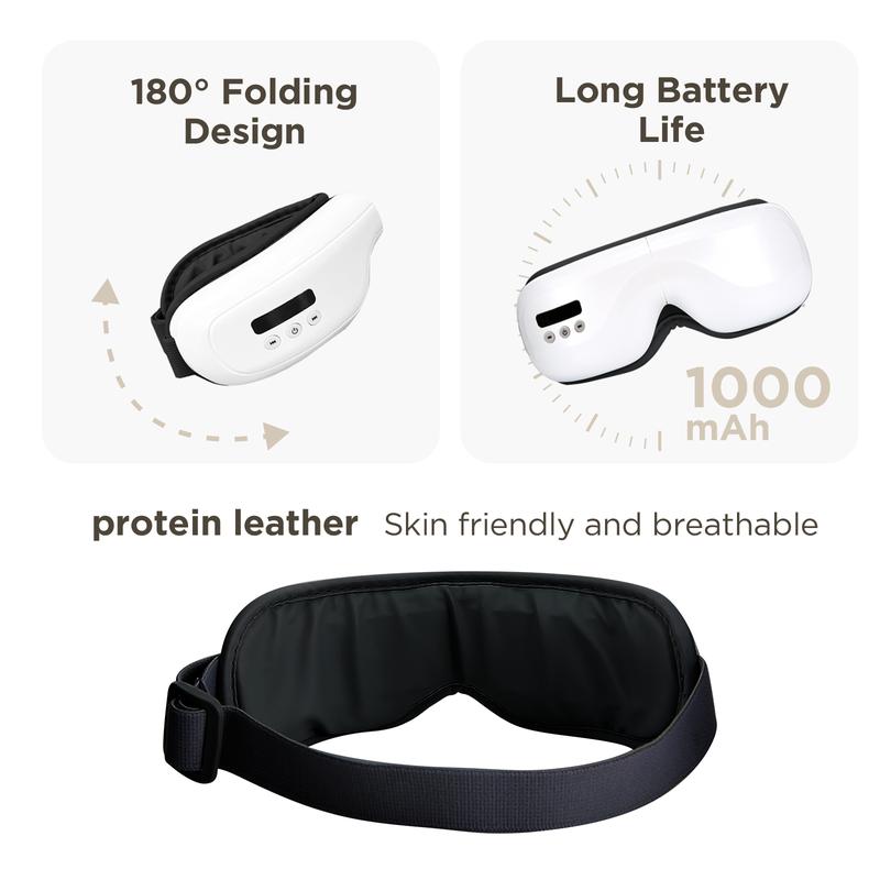 2PCS PLAVOGUE Eye Massager with Heat, Bluetooth Music Rechargeable Eye Heat Massager, Relax Eye,  Dark Circles Eye Bags, Ldeal Gift for Both Men and Women