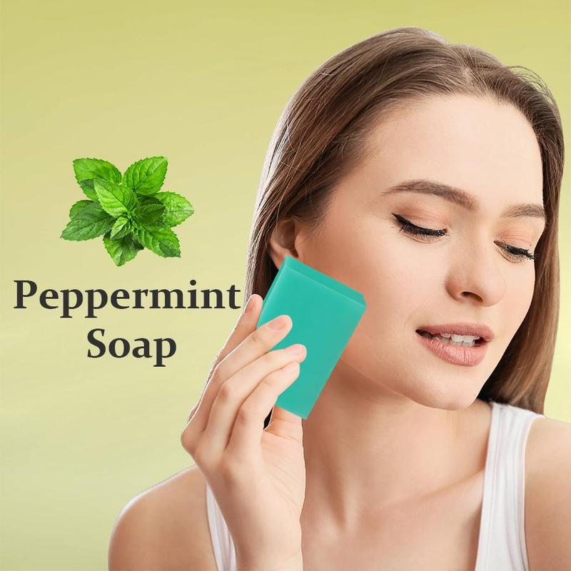 Peppermint Soap Bar, 4 Counts Deep Cleansing Soap Bar, Moisturizing Body Wash Soap for Face & Body, Body Care Product for Daily Use