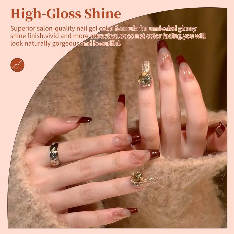 Glossy Glitter Gel Nail Polish, 6 Counts set Soak Off Nail Art & Nail Polish, Nail Art & Nail Polish for Women & Girls