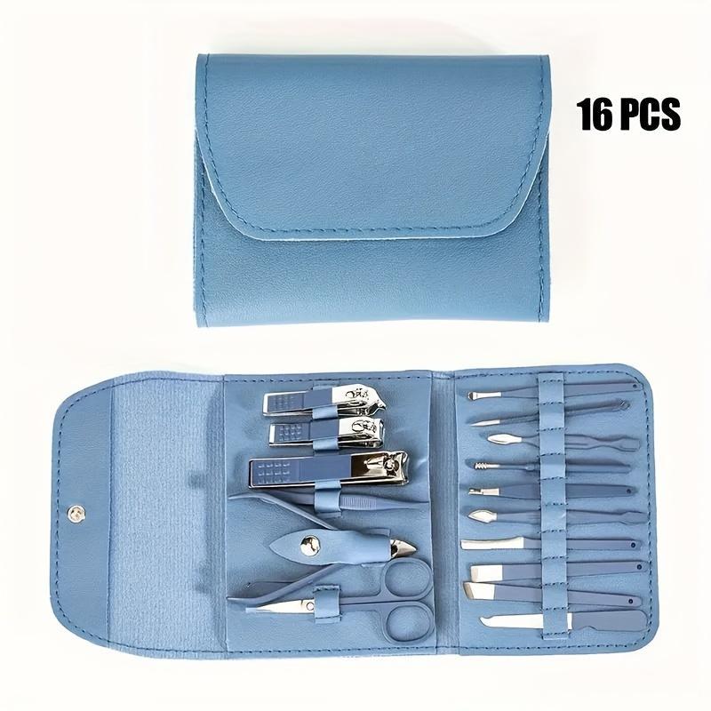 Professional Nail Clipper Set with Storage Case, 16pcs set Portable Manicure Tool Set, Cuticle Nippers and Cutter Kit, Grooming Kit for Travel