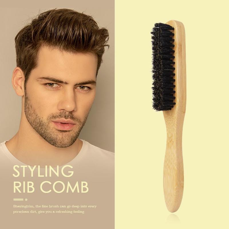 Bamboo Handle Hair Brush, 1 Count Professional Hair Styling Tool, Soft Bristles Hair Comb For Men, Heatless Styling Tool For Home & Salon Use, Christmas Gift