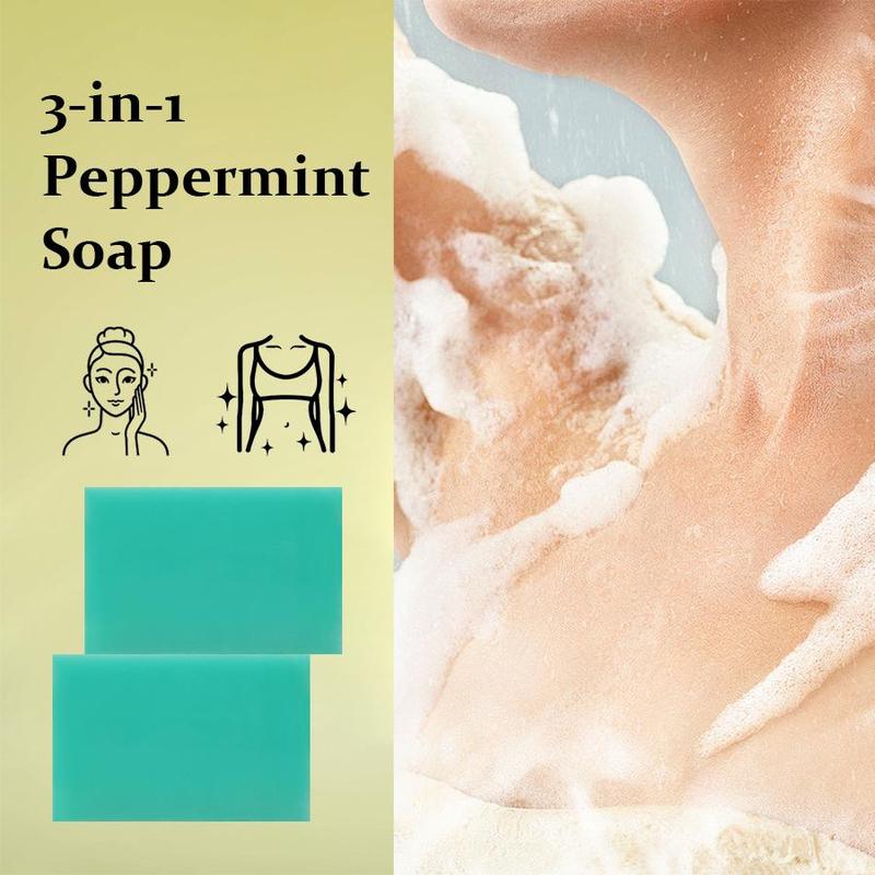 Peppermint Soap Bar, 4 Counts Deep Cleansing Soap Bar, Moisturizing Body Wash Soap for Face & Body, Body Care Product for Daily Use