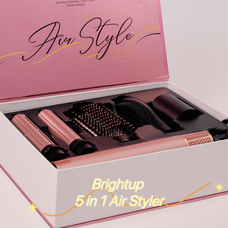 5 in 1 Air Styler Automatic Air Curling Iron Detachable Brush Head Comb Straightening Wrap Curler Rose Gold Advanced Customized Gift Box Set Comfort