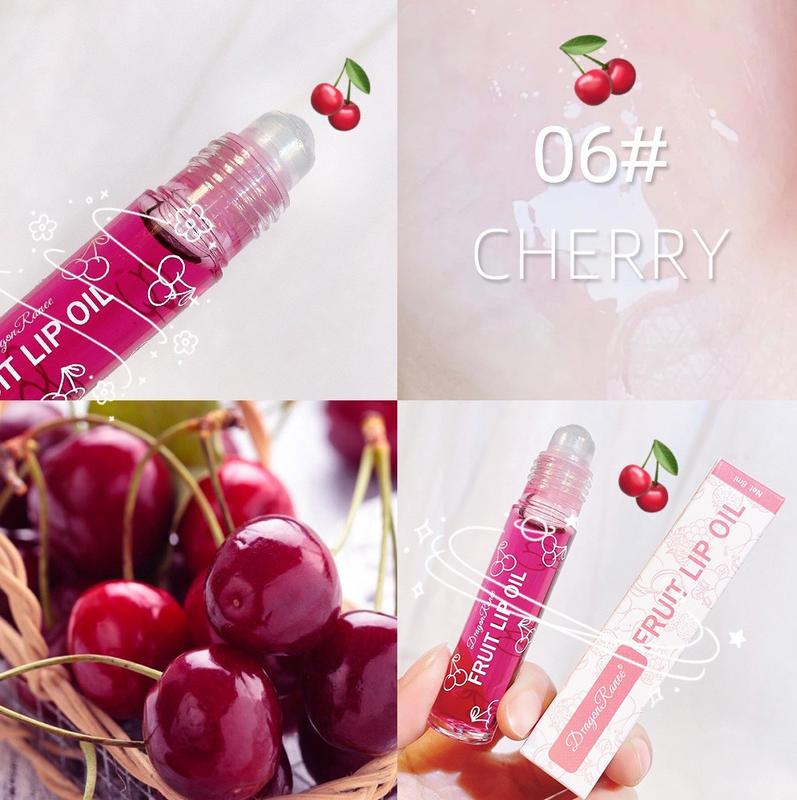 6 PCS Fruit Flavour Lip Oil Roller Juicy Lip Oil, Shiny Lip Gloss Lipstick Makeup