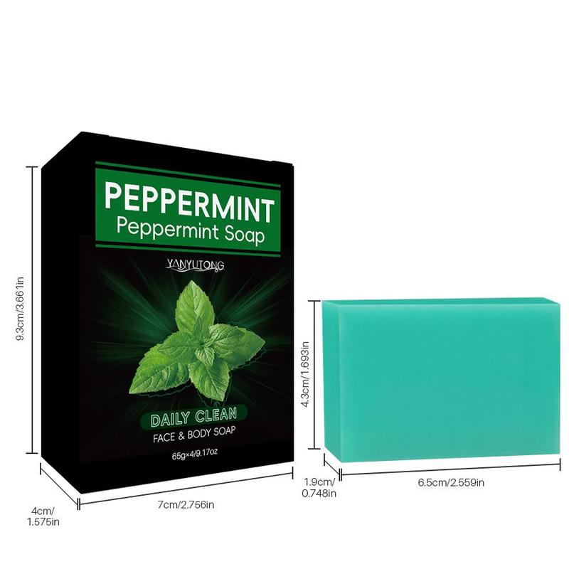 Peppermint Soap Bar, 4 Counts Deep Cleansing Soap Bar, Moisturizing Body Wash Soap for Face & Body, Body Care Product for Daily Use