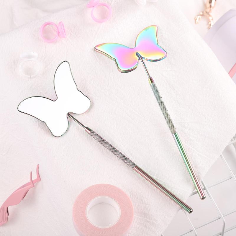 Long Handle Butterfly Design Eyelash Inspection Mirror, 1 Count Lightweight Lash Mirror, Perfect Precision & Portability for Effortless Grafting