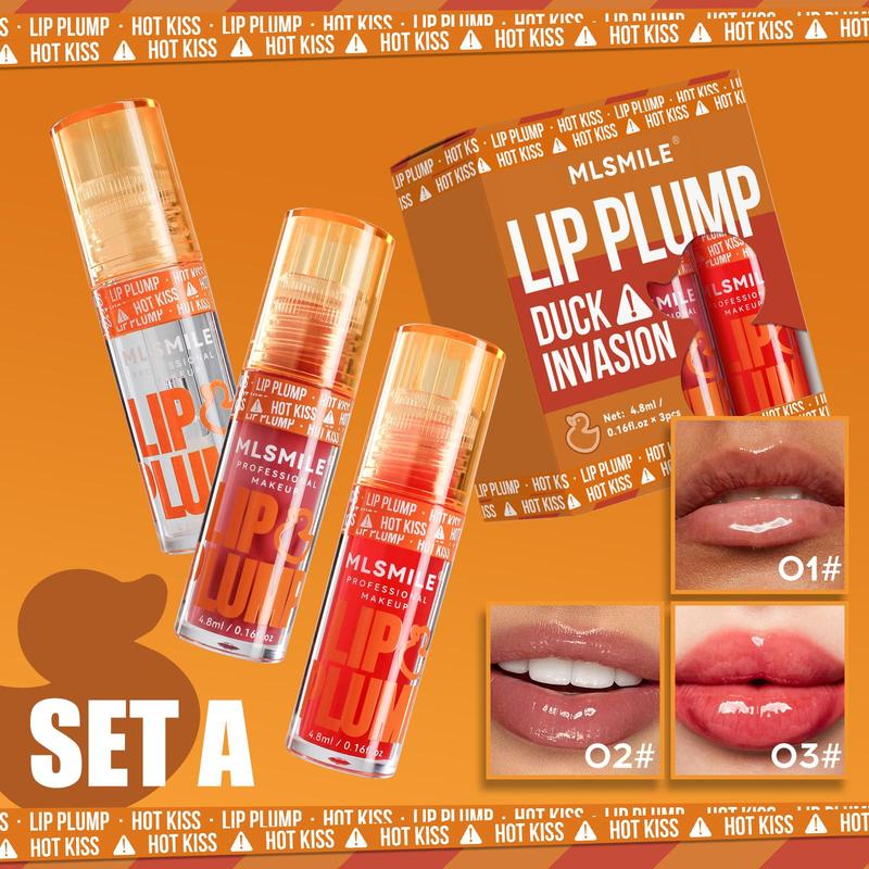 Moisturizing Lip Gloss, 3 Counts set Natural Lip Plumper, Hydrating Lip Balm, Long Lasting Tinted Lip Gloss, Lip Makeup Product for Women & Girls