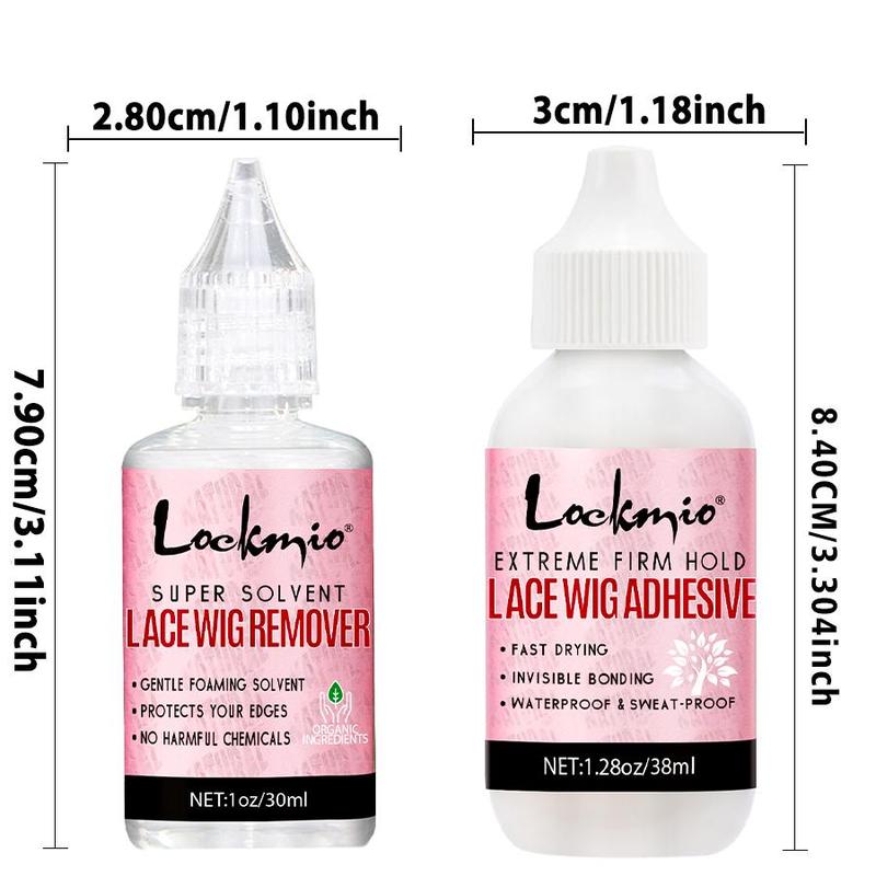 Lace Wig Glue & Remover (2pcs set), Waterproof Lace Wig Adhesive with Remover, Suitable for Daily Use