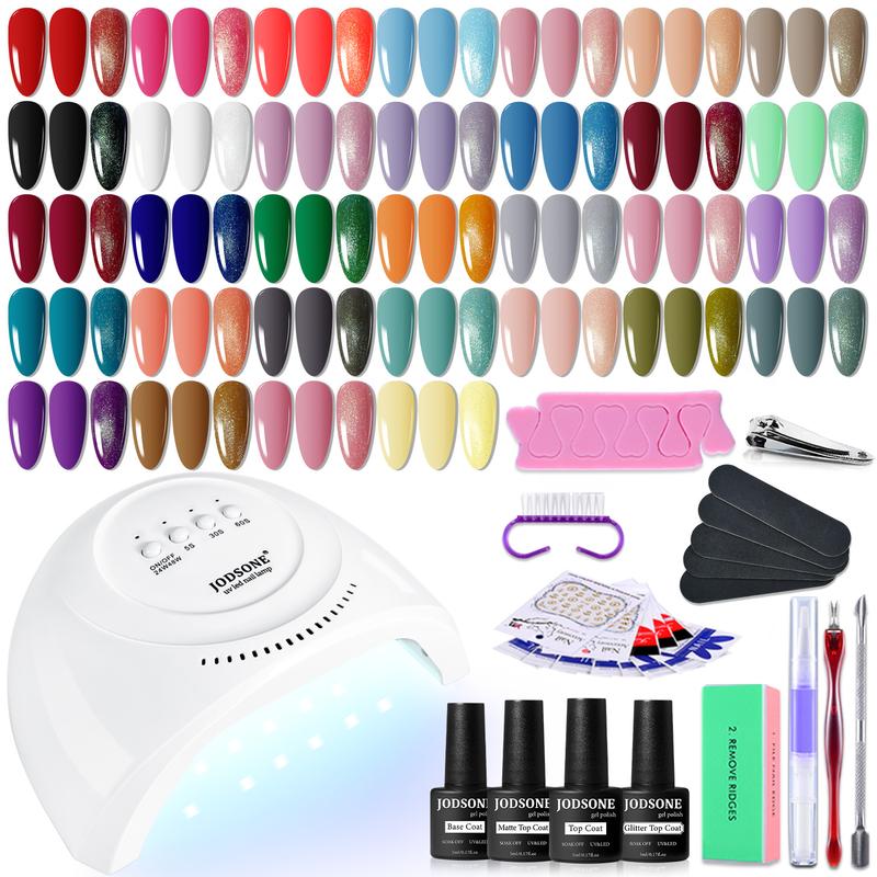 JODSONE Gel Nail Polish Kit with U V Light 35 PCS Classic Black and White Nude and Blue Purple Gel Polish Set with Manicure Tools Suitable for All Seasons Perfect Gifts for Manicure Lover