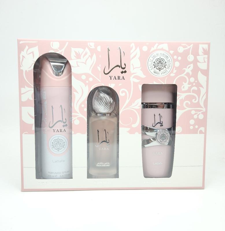 LATTAFA YARA 3 PCS GIFT SET WITH 100ML EDP + 200ML DEO + 50ML HAIRMIST