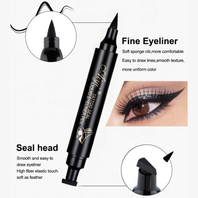 Waterproof Double-ended Eyeliner Pen, 1 Count Triangle Seal Eyeliner, Long Lasting Quick Drying Eyeliner Pen, Eye Makeup Tool for Women, Makeup Products