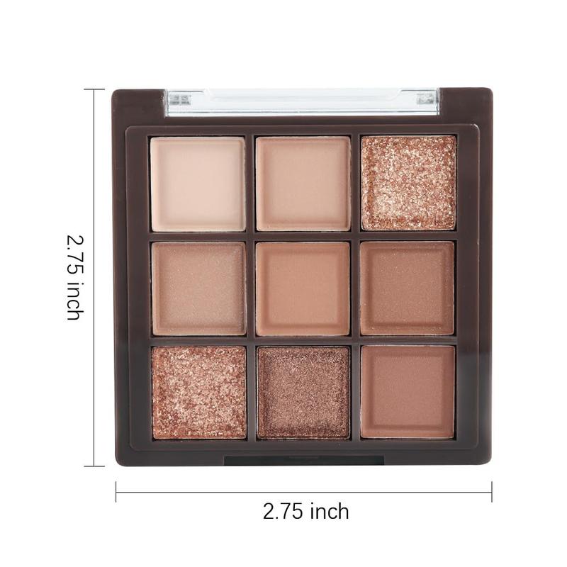 Rose Gold Dark Brown Eyeshadow Palette - 9 Colors Matte Shimmer Highly Pigmented Nude Eyeshadow Makeup - Cosmetic